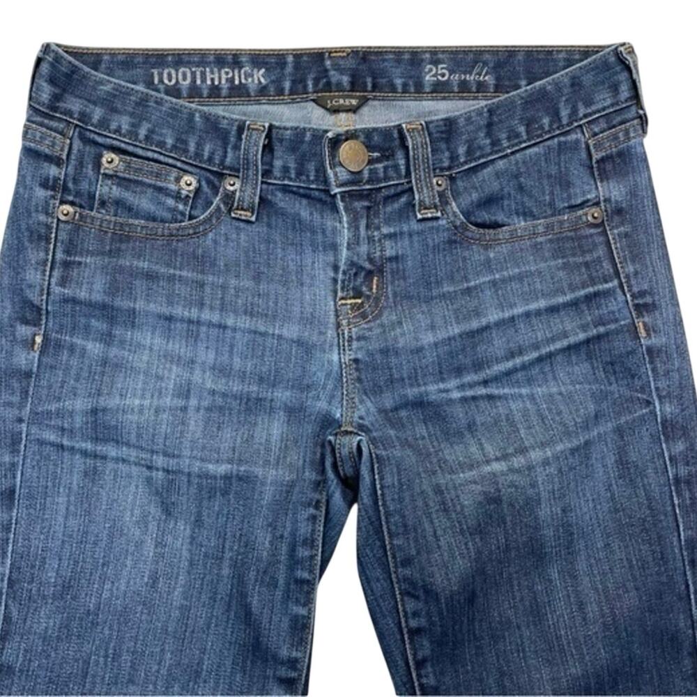 J. Crew Toothpick Ankle Jeans Women’s Size 25 dark wash denim blue